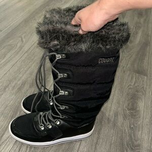 Cougar Black Vesta Grey Faux Fur Collar Knee High Waterproof Insulated Snow Boot